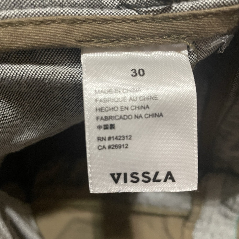 Vissla Pants Mens Size 30 X 31 High Tider Chino Casual Khaki Slim Straight Brown - Picture 7 of 9